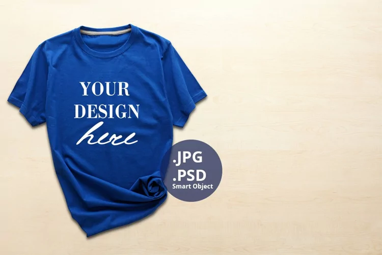 Blue Woman t-shirt with empty space Mockup, PSD Mockup