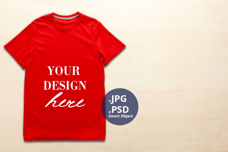Large Mens Red t-shirt empty space Mockup, PSD Mockup