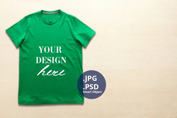 Large Men's Green t-shirt empty space Mockup, PSD Mockup