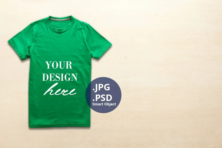 Small Men's Green t-shirt empty space Mockup, PSD Mockup