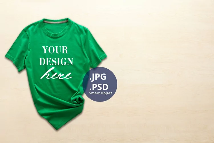 Green Woman t-shirt with empty space Mockup, PSD Mockup