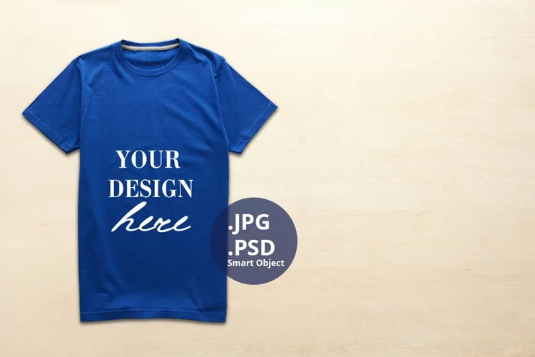 Small Men's Blue t-shirt empty space Mockup, PSD Mockup