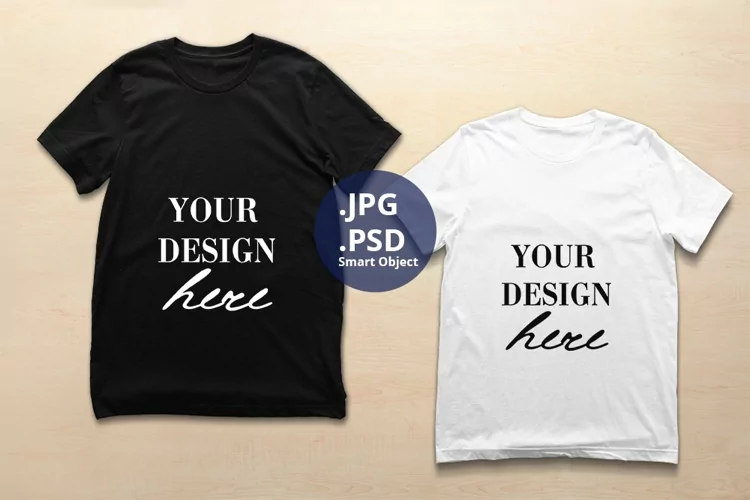 Black And White T-shirts for Man Large size Mockup, PSD Mock