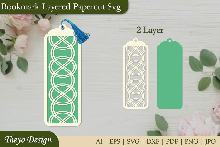 Bookmark SVG, Bookmark laser file, Bookmark Layered Papercut example image 1