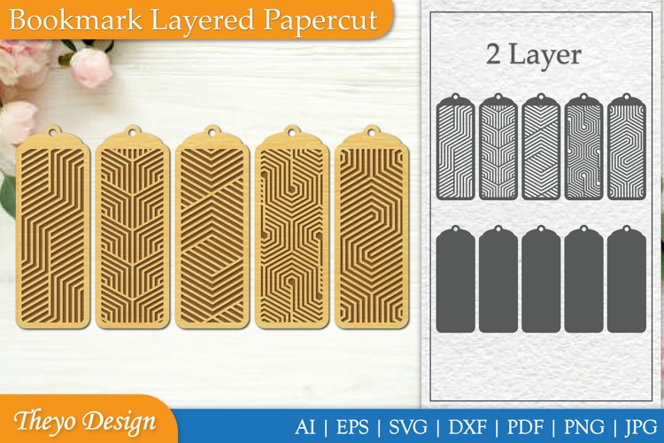 Bookmark Layered Papercut Svg | Bookmark Laser Cut example image 1