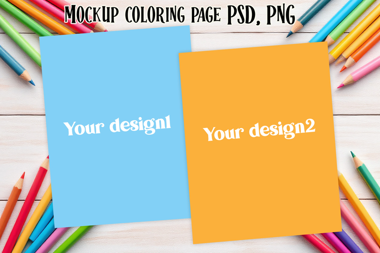 Coloring page mockup | PSD file | Coloring book mockup
