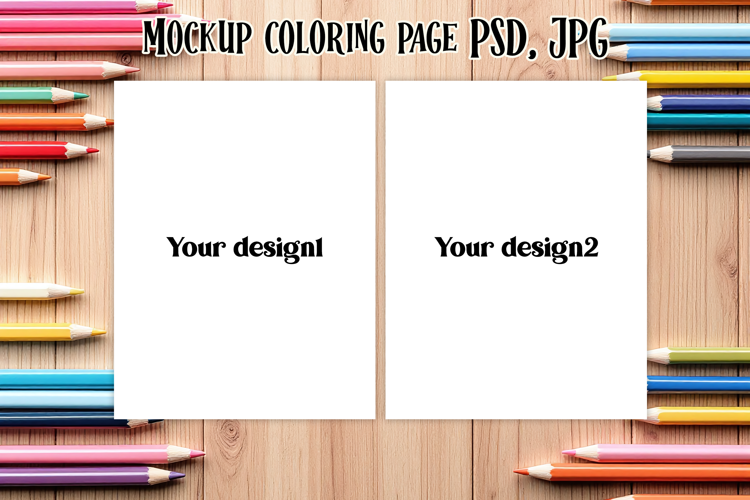 Coloring page mockup PSD file