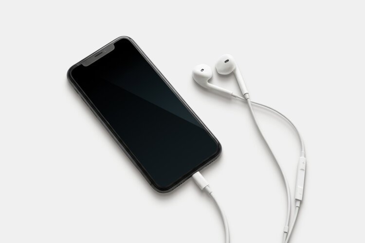 Smartphone Mockup with Wired Earbuds example image 1