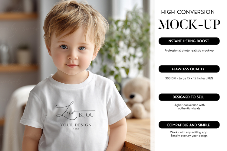 Boy T-Shirt Mockup Bella Canvas 3001T Male Child Photo