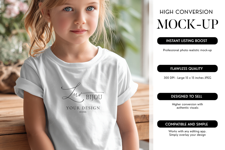 Youth Girl T-Shirt Mockup Bella Canvas 3001T School Age