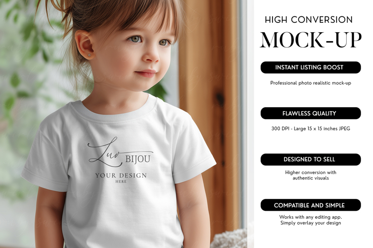 Child T-Shirt Mockup Bella Canvas 3001T Design Display JPG