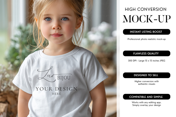 Toddler T-Shirt Mockup Bella Canvas 3001T POD Template