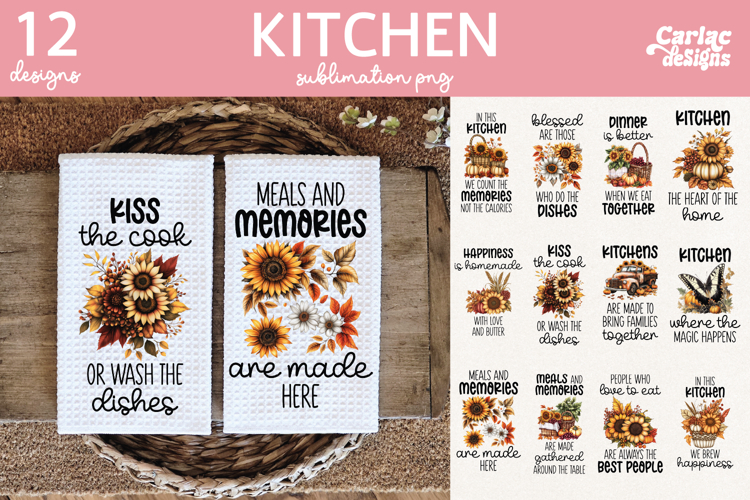 Fall Kitchen Towel Sublimation, Farmhouse Kitchen Towel
