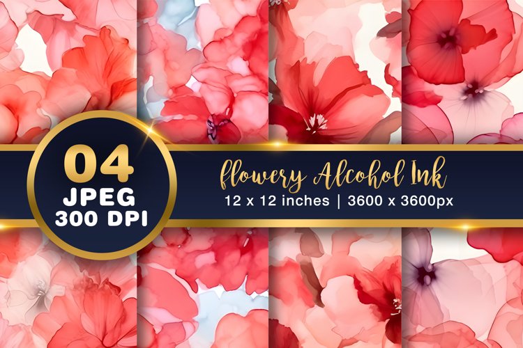 Flowery Alcohol Ink Digital paper, Ink texture