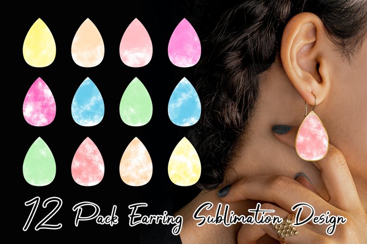 Sublimation earring bundle watercolor texture background