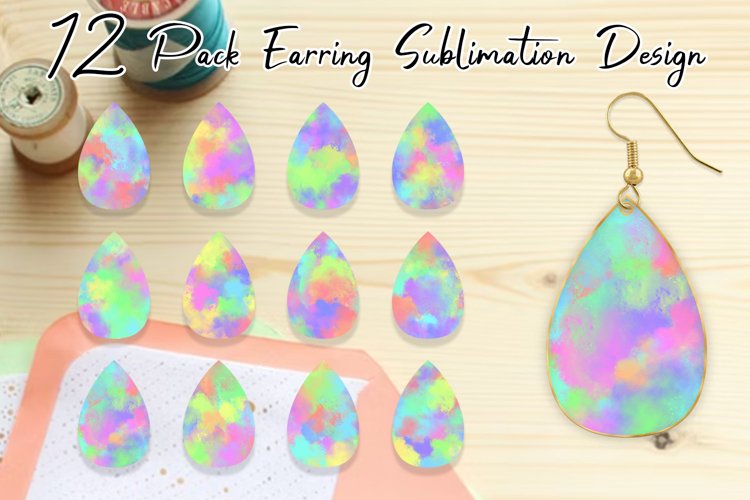 Teardrop Earring Sublimation watercolor texture background