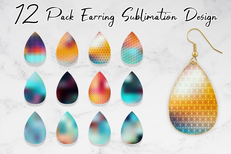 Sublimation earring line pattern gradient color example image 1