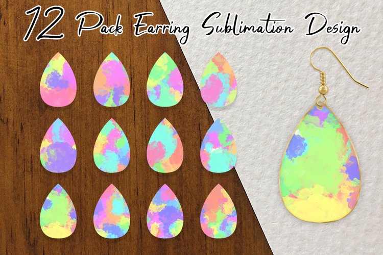 Teardrop Earring Sublimation watercolor texture background