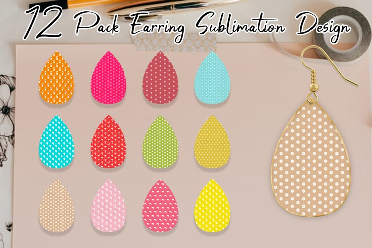 Teardrop Earring Sublimation summer pattern pastel color