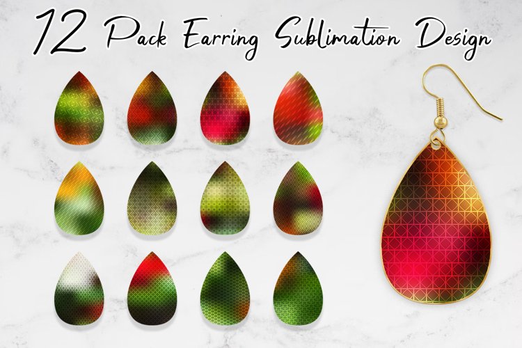 Sublimation earring line pattern gradient green dark example image 1