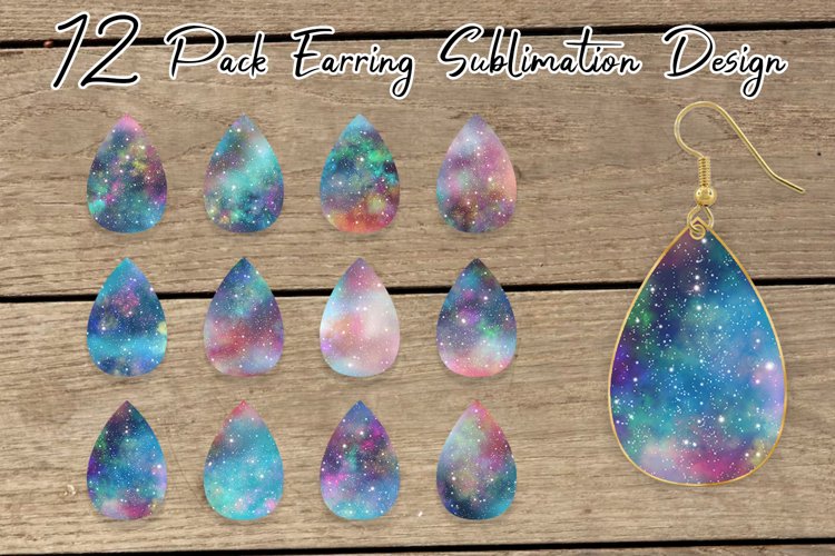 Teardrop Earring Sublimation galaxy space sparkle