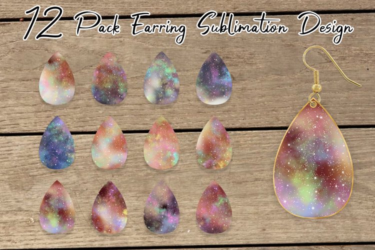 Teardrop Earring Sublimation galaxy space sparkle