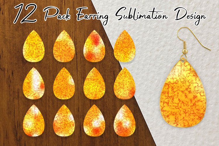 Sublimation earring bundle background marble texture orange example image 1