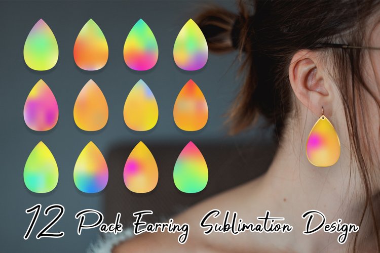 Sublimation earring bundle bright color gradient example image 1