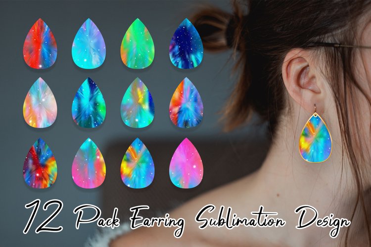 Teardrop earring sublimation colorful metallic sparkle