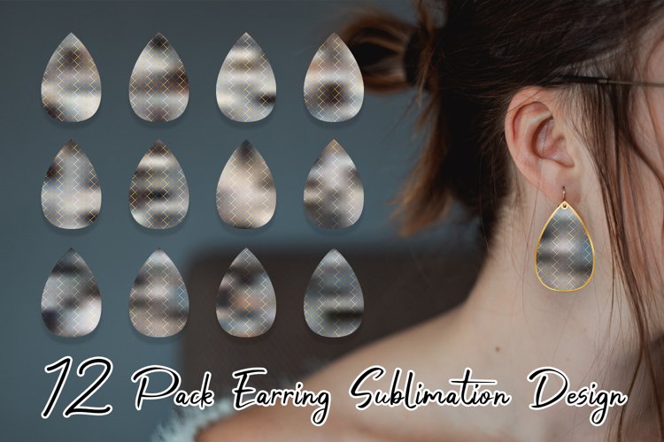 Sublimation earring grid line pattern gradient color gray