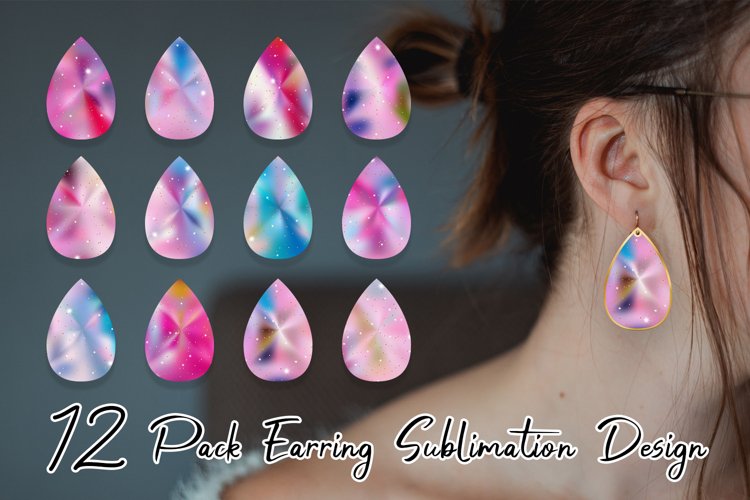 Teardrop earring sublimation pink color metallic sparkle
