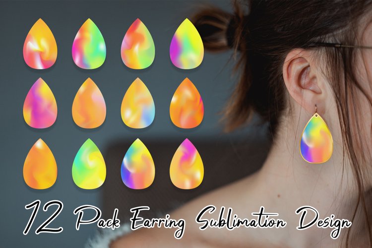 Teardrop earring sublimation bright color gradient backgroun