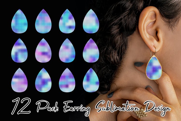Sublimation earring bundle grid pattern gradient blue