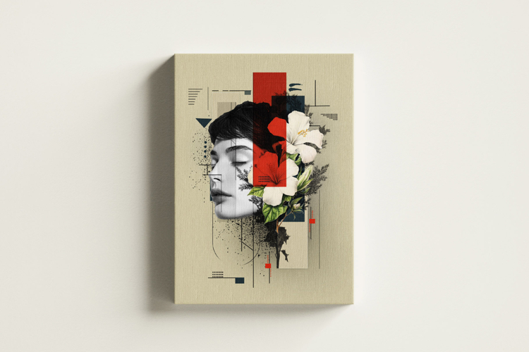 Modern Abstract Digital Collage Portrait Geometric Elements