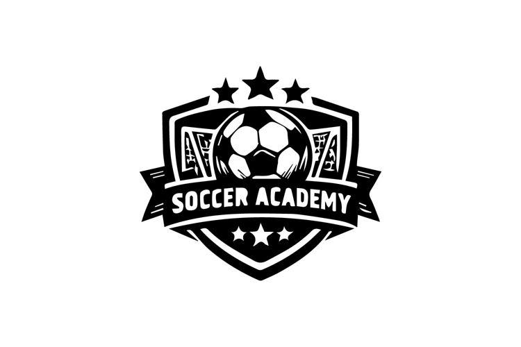 Modern Black and White Soccer Academy Emblem Design