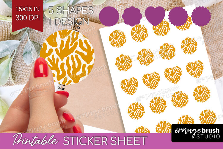 Modern Boho Round Sticker - Doodle Texture Printable Sticker example image 1