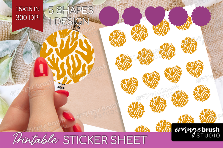 Modern Boho Round Sticker - Doodle Texture Printable Sticker