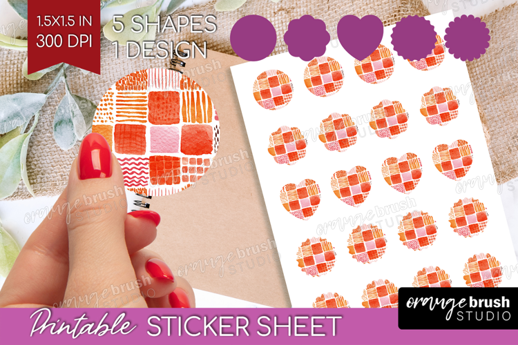 Modern Boho Round Sticker - Doodle Texture Printable Sticker