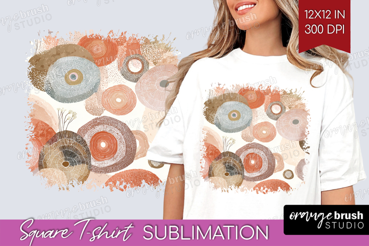 Modern Boho Square Tshirt Background - Doodle Texture PNG