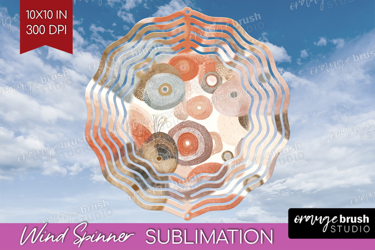 Modern Boho Wind Spinner Sublimation PNG - Doodle Texture