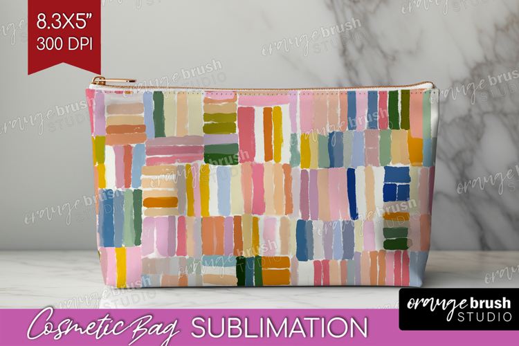 Modern Boho Cosmetic Bag - Doodle Texture Makeup Bag PNG