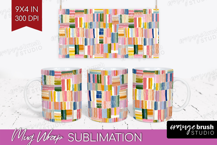 Modern Boho Mug Wrap - Doodle Texture Mug PNG Sublimation