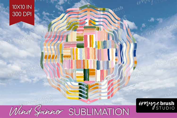 Modern Boho Wind Spinner Sublimation PNG - Doodle Texture