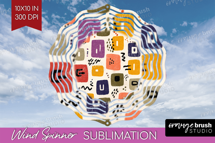 Modern Boho Wind Spinner Sublimation PNG - Doodle Texture