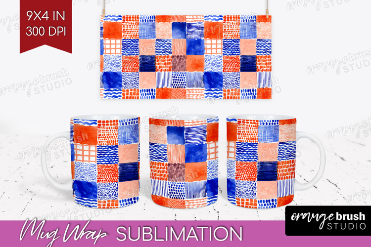 Modern Boho Mug Wrap - Doodle Texture Mug PNG Sublimation
