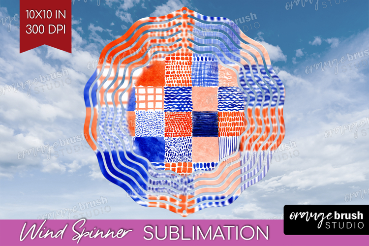 Modern Boho Wind Spinner Sublimation PNG - Doodle Texture