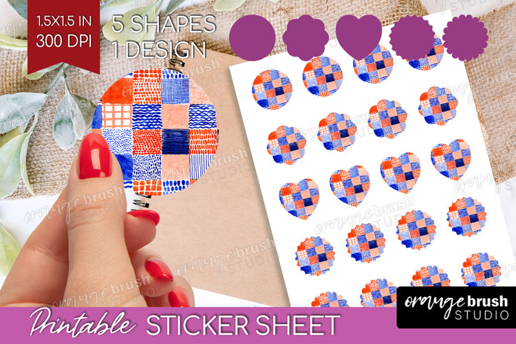 Modern Boho Round Sticker - Doodle Texture Printable Sticker example image 1