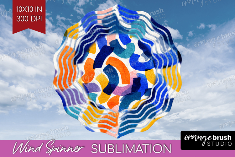 Modern Boho Wind Spinner Sublimation PNG - Doodle Texture