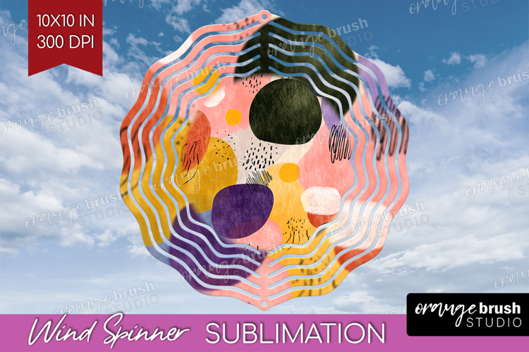 Modern Boho Wind Spinner Sublimation PNG - Doodle Texture