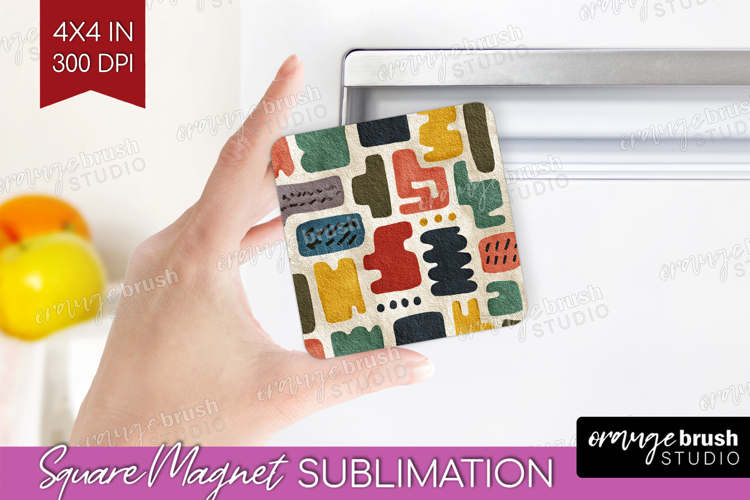 Modern Boho Magnet Sublimation - Doodle Texture Square PNG